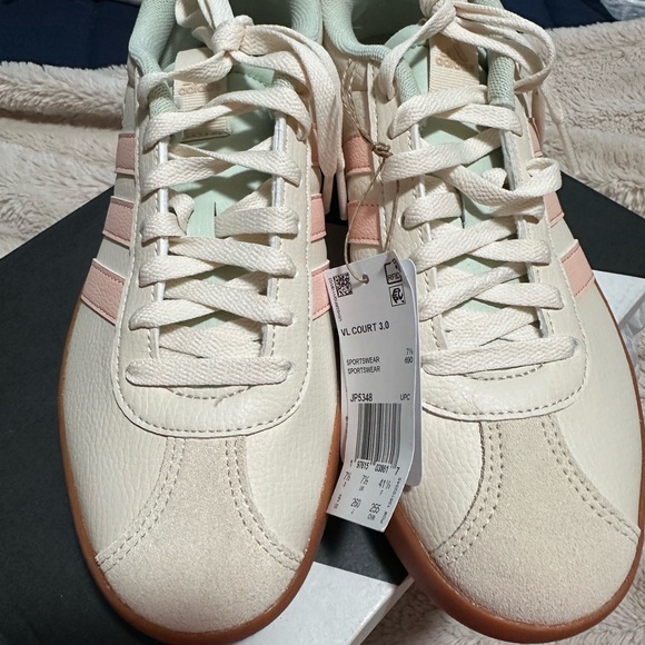 Adidas Women's Cream and Peach Sneakers - Picture 2 of 5